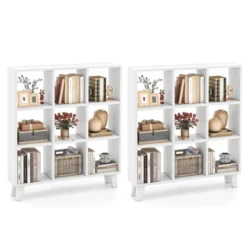 Costway 2 PCS 9-Cube Bookcase With 6 Removable Shelves Raised Support Feet For Living Room Brown/White -Costway GUEST a85ab12f 5640 444a 8d2d e0b3c57943d7