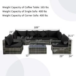 Costway 7PCS Patio Rattan Furniture Set Sectional Sofa Garden Black Cushion -Costway GUEST a85e2f7e 8019 4dde a7fc 0f91372e53ae