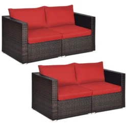 Costway 4PCS Patio Rattan Corner Sofa Sectional Furniture SetBlueBeigeNavy Cushion -Costway GUEST a86340fe 2770 4946 a50d 7338f9c445ef
