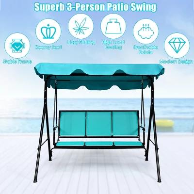 Costway 3 Person Patio Swing Canopy Yard Furniture 5 Costway 3 Person Patio Swing Canopy Yard Furniture - Image 3