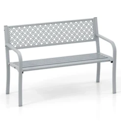 Costway 50" Outdoor Garden Bench With Geometric Lattice Backrest Armrests And Slatted Seat Black/Gray 24 Costway 50" Outdoor Garden Bench With Geometric Lattice Backrest Armrests And Slatted Seat Black/Gray -Costway GUEST a882a460 4c5b 4b3b b3a9 448676d4e199