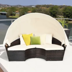 Costway Patio Rattan Daybed Cushioned Sofa Adjustable Table Top Canopy 3 Pillows -Costway GUEST a8a1c617 3cef 4787 bfb1 166186c8a3f7