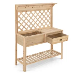 Costway Wood Raised Garden Bed W/ Trellis Elevated Planter Box W/ Storage Shelf And Drawer 19 Costway Wood Raised Garden Bed W/ Trellis Elevated Planter Box W/ Storage Shelf And Drawer -Costway GUEST a8ab41f6 911f 4599 a763 827236e3df7f