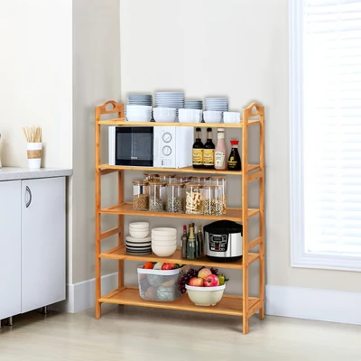 Costway 5-Tier Bamboo Shoe Rack FreeStanding Shoe Shelf Entryway Shoe Storage Organizer 6 Costway 5-Tier Bamboo Shoe Rack FreeStanding Shoe Shelf Entryway Shoe Storage Organizer - Image 4