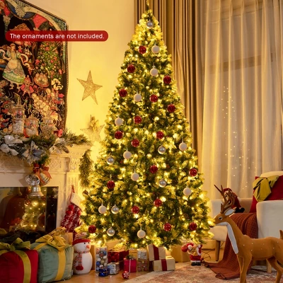 Costway 6ft7.5ft9ft Pre-lit Snowy Christmas Tree 81813982058 Tips W/ Pine Cones & Red Berries 14 Costway 6ft7.5ft9ft Pre-lit Snowy Christmas Tree 81813982058 Tips W/ Pine Cones & Red Berries - Image 12