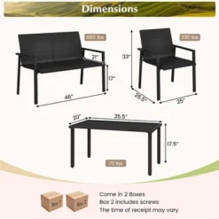 Costway 4 PCS Outdoor Wicker Patio Furniture Set With Heavy-Duty Galvanized Metal Frame Mix Brown/Black -Costway GUEST a93e801b 3ca4 416f 9e92 72e71926e50c