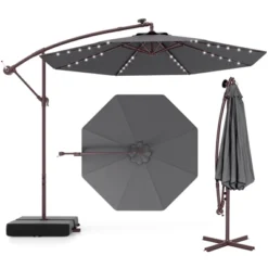 Costway Patio 10FT Hanging Offset Umbrella 32 LED Lights Sand Bag Outdoor Cross Base Beige/Turquoise/Dark Gray/Wine/Coffee/Navy 28 Costway Patio 10FT Hanging Offset Umbrella 32 LED Lights Sand Bag Outdoor Cross Base Beige/Turquoise/Dark Gray/Wine/Coffee/Navy -Costway GUEST a97ba1cc bc52 4237 bb7d 76c0496bd2ee