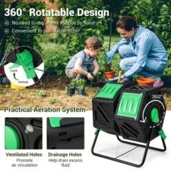 Costway Dual Chamber Compost Tumbler Outdoor Rotating Chamber Compost Bin 34.5 Gallon -Costway GUEST a9854585 5ce3 4949 830f 519cc6c77c7e