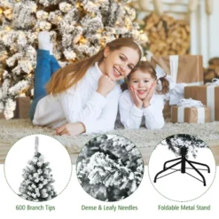 Costway 6ft/7.5ft/9ft Pre-Lit Premium Snow Flocked Hinged Artificial Christmas Tree With 250 Lights/450 Light/550 Lights -Costway GUEST a9a45afb 27e1 4a11 8ad4 60ecdab6e969