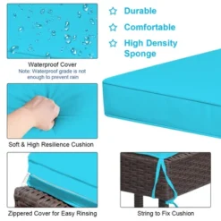 Costway 3PCS Patio Rattan Wicker Bar Table Stools Dining Set Cushioned Chairs Turquoise -Costway GUEST a9f6db7c 109b 4ea9 9b35 2f081f3f9c7c