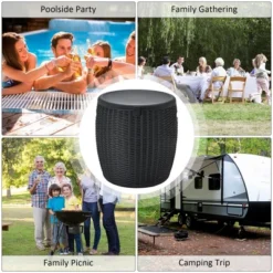 Costway 9.5 Gallon 4-in-1 Patio Rattan Cool Bar Cocktail Table Side Table BrownBlack -Costway GUEST aa04e800 f038 4d4a 8f62 79fb519f3d4f