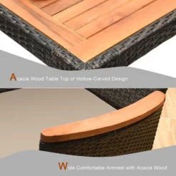 Costway 9PCS Patio Rattan Dining Set 8 Chairs Cushioned Acacia Table Top -Costway GUEST aa189f41 eef8 466d 858b a348ea0aedf7