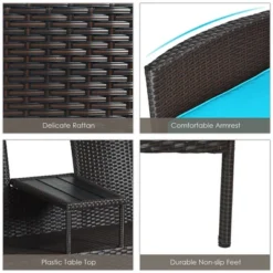 Costway Patio Rattan Conversation Set Loveseat Sofa Cushioned Coffee Table TurquoisRed -Costway GUEST aa6d64d3 d4aa 4f76 9ad8 d1aac6198e2e