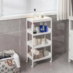 Costway 2PCS 4 Tier Utility Rolling Cart Rolling Storage Cart With Detachable Tray Top -Costway GUEST ab1447a8 d2fd 4334 b8d4 94a729f63196