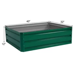 Costway 40x32 Inch Patio Raised Garden Bed Vegetable Flower Plant Dark Green New
