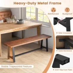Costway 1/2 PCS 60" Dining Bench 3 Person Entryway Shoe Bench With Metal Frame For Hallway -Costway GUEST ab20363e 8119 4c40 ba84 7e05e43a1f09