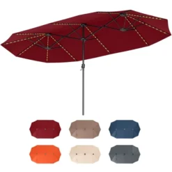 Costway 15.5 FT Extra-Large Patio Umbrella With LED Solar Lights & 12 Heavy-Duty Ribs Beige/Orange/Brown/Gray/Navy/Red -Costway GUEST ab6dca4f 3756 44da a1c3 d0807e149d57