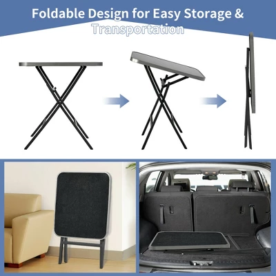 Costway Patio Folding Square Dining Table Aluminum Frame Tempered Glass Top 8 Costway Patio Folding Square Dining Table Aluminum Frame Tempered Glass Top - Image 6