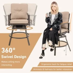 Costway Patio 3pcs Swivel Bar Height Bistro Set Cushioned Table Stools Furniture Outdoor -Costway GUEST ab9a4ada 12ad 4c55 b31b 01e5ce7533f4