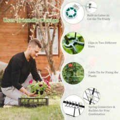 Costway 4 PCS Foldable Cucumber Trellis A-Frame Plant Supports With Twist Ties Green -Costway GUEST abc95f23 9b30 4dd6 9b20 db8ee73d0d32