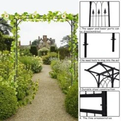Costway Garden Wedding Rose Arch Pergola Archway Flowers Climbing Plants Trellis Metal 12 Costway Garden Wedding Rose Arch Pergola Archway Flowers Climbing Plants Trellis Metal -Costway GUEST abd30c80 3947 42f6 a6ca 5f0745d32a83