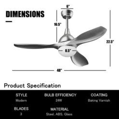Costway 48'' Ceiling Fan W/ Remote Control Dimmable LED Light Modern Reversible Blades SilverWhite -Costway GUEST abe213e5 9ecb 4e64 8563 2f27326932b7
