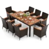 Costway 9PCS Patio Wicker Dining Set Acacia Wood Table Top Umbrella Hole Cushions Chairs -Costway GUEST ac515669 4798 4edf 97e2 f6398cfc9131