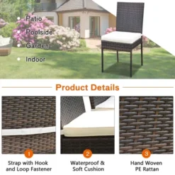 Costway 5 PCS Patio Rattan Dining Set Glass Table High Back Chair Garden Deck Mix Brown -Costway GUEST ac51e8dc b89b 44ff 94aa 39bdc9319858