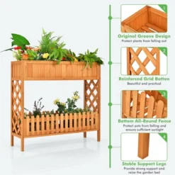 Costway 2-Tier Raised Garden Bed Elevated Wood Planter Box For Vegetable Flower Herb -Costway GUEST ac8f0d76 ac35 41d2 a93a fca54342be3e