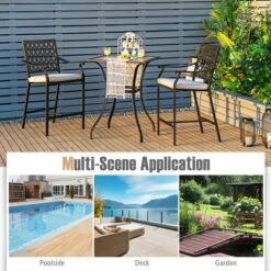 Costway Patio Square Bar Table Wood-Like Tabletop Metal Frame Garden Backyard -Costway GUEST ac959e44 38ee 44a3 8cc8 ad2a0144aff9