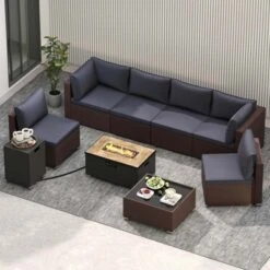 Patiojoy 12 PCS Outdoor Furniture Set With 32" Fire Pit Table And Propane Tank Cover 11 Patiojoy 12 PCS Outdoor Furniture Set With 32" Fire Pit Table And Propane Tank Cover -Costway GUEST acaa2a52 d2e1 4c0f 8229 52f2ae74475b