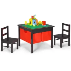 Costway 2-in-1 Kids Activity Table & 2 Chairs Set W/Storage Building Block Table -Costway GUEST acb60129 586a 4f17 8060 0711ae44014b