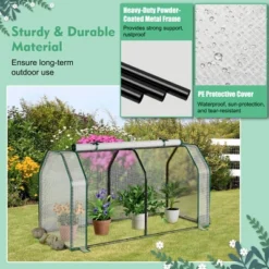 Costway 47.5''x 21.5''x 24''Portable Mini Greenhouse With 2 Zipper Doors & Ground Stakes -Costway GUEST ace7a351 db58 4398 83cc b496fa30705b