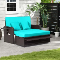 Costway Patio Rattan Loveseat Set Daybed Lounge Storage Ottoman Side Tables Adjust Turquoise/Black/Gray/Red/Navy/Beige -Costway GUEST ad3fb3be 66ae 4fa8 8b55 f77dca60e031
