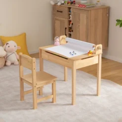 Costway Toddler Multi Activity Table With Chair Kids Art & Crafts Table With Paper Roll Holder -Costway GUEST ad6b0ed4 f205 42ca 8e26 579ecdff862a