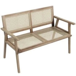 Costway Indonesia Teak Wood Garden Bench 2-Person Bench With Armrests Natural Rattan Backrest & Seat 19 Costway Indonesia Teak Wood Garden Bench 2-Person Bench With Armrests Natural Rattan Backrest & Seat -Costway GUEST ad77afbb 641b 4291 92b8 e604dc9a63be