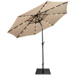 Costway 9ft Market Patio Umbrella W/Solar Lights & 40 LBS Steel Umbrella Stand -Costway GUEST adacf937 6b50 4535 8be0 7b63ac9eed5c