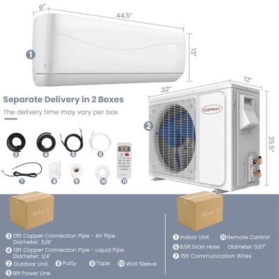 Costway 24000 BTU Mini Split Air Conditioner & Heater Ductless 18.5 SEER2 1500 Sq. Ft 4 Costway 24000 BTU Mini Split Air Conditioner & Heater Ductless 18.5 SEER2 1500 Sq. Ft - Image 2
