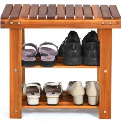 Costway 3-Tier Wood Shoe Rack 19' Shoe Bench Freestanding Boots Organizer Heavy-duty -Costway GUEST adeca19e 6141 4d1d 925b b3b9e16c7b41