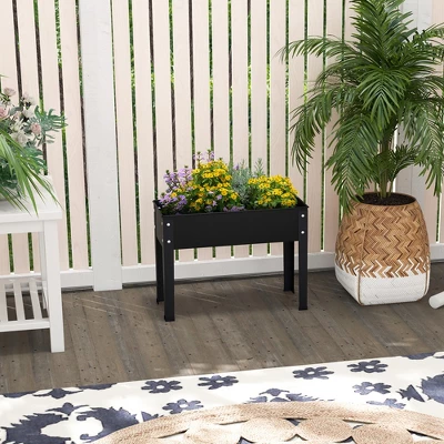 Costway 24'' Raised Garden Bed With Legs Metal Elevated Planter Box Drainage Hole Backyard 4 Costway 24'' Raised Garden Bed With Legs Metal Elevated Planter Box Drainage Hole Backyard - Image 2