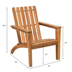Costway 4PCS Outdoor Wooden Adirondack Chair Patio Lounge Chair W/ Armrest Natural