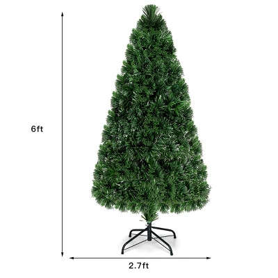 Costway Pre-Lit Fiber Optic Artificial PVC Christmas Tree 6Ft 4 Costway Pre-Lit Fiber Optic Artificial PVC Christmas Tree 6Ft - Image 2