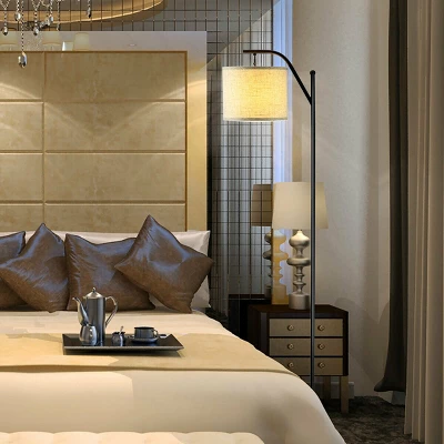 Costway Standing Arc Light Modern Floor Lamp W/Fabric Hanging Lamp Shade Bedroom Office 4 Costway Standing Arc Light Modern Floor Lamp W/Fabric Hanging Lamp Shade Bedroom Office - Image 2