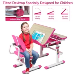 Costway Children Desk Chair Set Adjustable Study Table Drawer Winged Backrest Chair -Costway GUEST aee8a052 8049 4cfa 9bf1 d38880088c9c