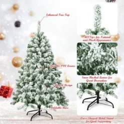 Costway 4.5FT Artificial Hinged Christmas Tree Snow Flocked Pine Tree W/400 Tips And Foldable Base -Costway GUEST af1387f4 b042 4034 9f31 413874094a63