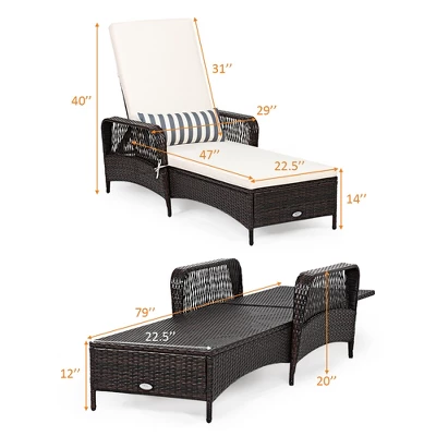 Costway PE Rattan Chaise Lounge Chair Armrest Recliner Adjustable Pillow 4 Costway PE Rattan Chaise Lounge Chair Armrest Recliner Adjustable Pillow - Image 2