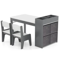 Costway Kids Art Table & Chairs Set With Paper Roll Wooden Craft Study Desk Active Play Gray/Natural -Costway GUEST af3f31ca 6feb 4111 a6cd 9ba79383ec3c