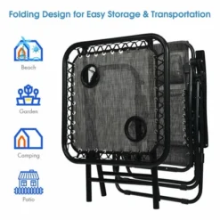 Costway 3PCS Zero Gravity Recliner Lounge Chairs Pillows Table Portable Folding Grey 18 Costway 3PCS Zero Gravity Recliner Lounge Chairs Pillows Table Portable Folding Grey -Costway GUEST af732c91 9ffa 4fb0 a7f2 dbc0316b202c