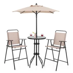 Costway 4PCS Patio Bistro Set Folding Counter Height Chairs Round Bar Table& Umbrella 21 Costway 4PCS Patio Bistro Set Folding Counter Height Chairs Round Bar Table& Umbrella -Costway GUEST afb5eed8 de45 43fb 8630 0387e175527b