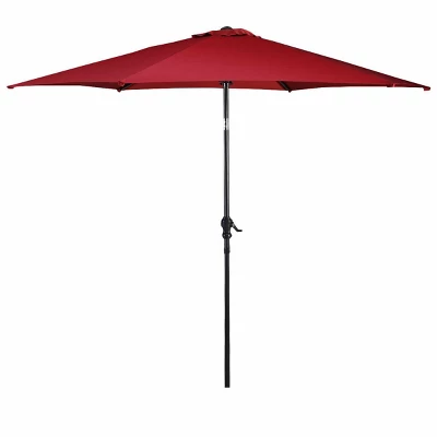 Costway 10FT Patio Umbrella 6 Ribs Market Steel Tilt W/ Crank Outdoor Garden Burgundy 10 Costway 10FT Patio Umbrella 6 Ribs Market Steel Tilt W/ Crank Outdoor Garden Burgundy - Image 8